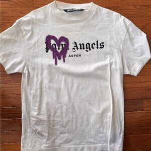 Palm Angels White Short Sleeve Tee with Gothic Logo